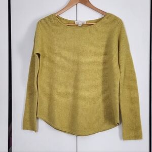 White + Warren Mustard Crew Neck Sweater